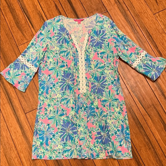 Lilly Pulitzer Dresses & Skirts - Lilly Pulitzer Pink Blue Green Floral Tunic Dress